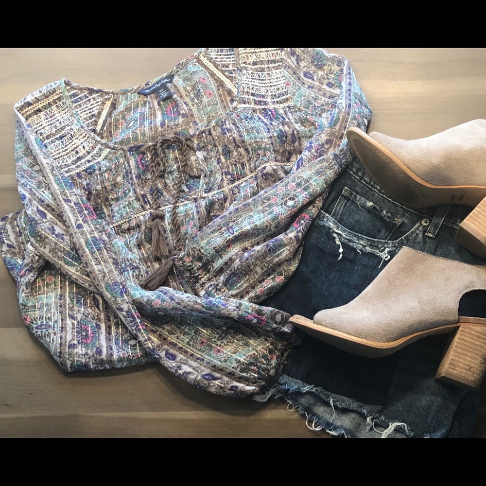Multi colored sheer blouse